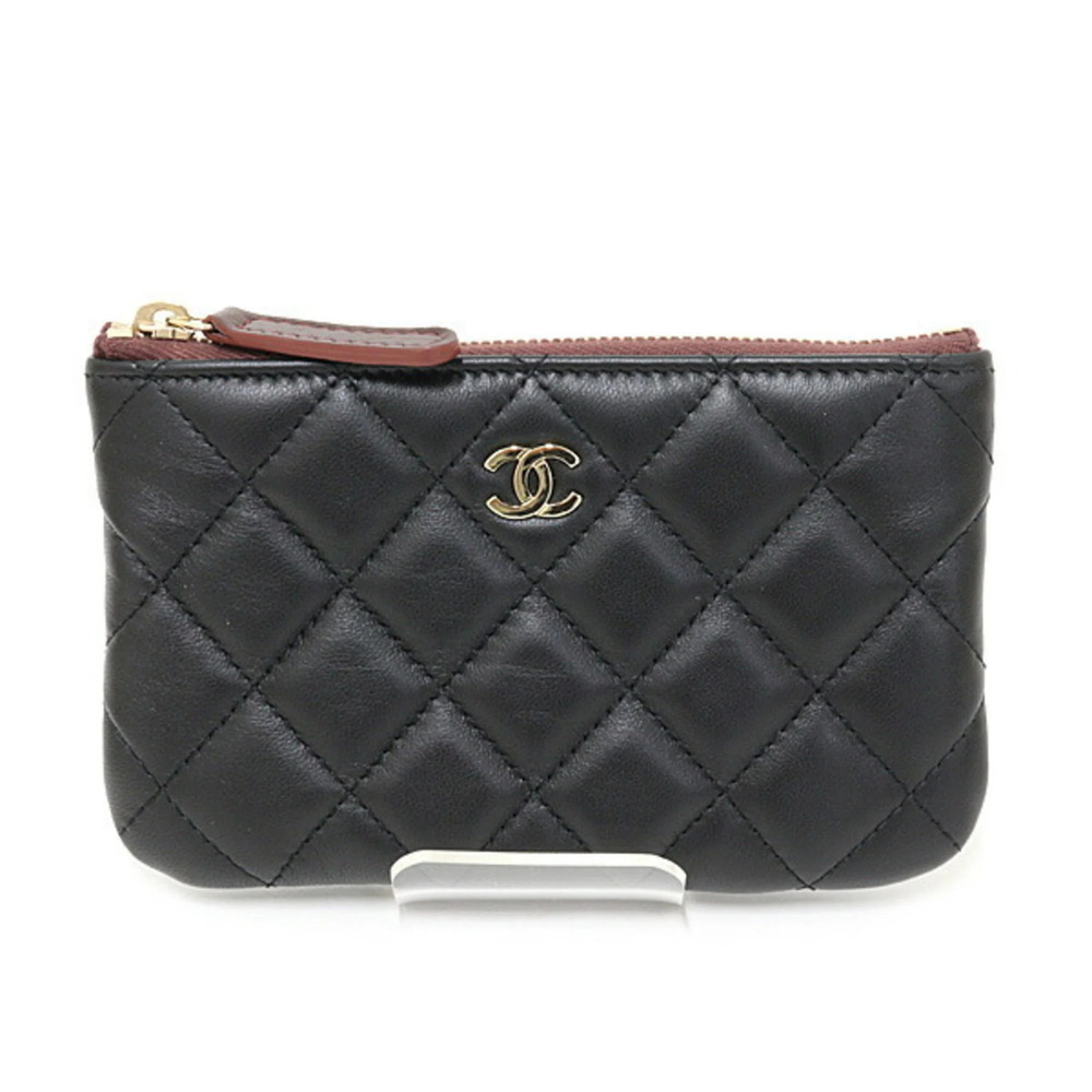 CHANEL Black Lambskin Leather Wallet